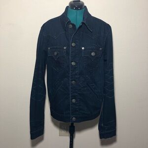 True Religion Johnny Denim Men Jeans Jacket Size Small Dark Blue Pockets